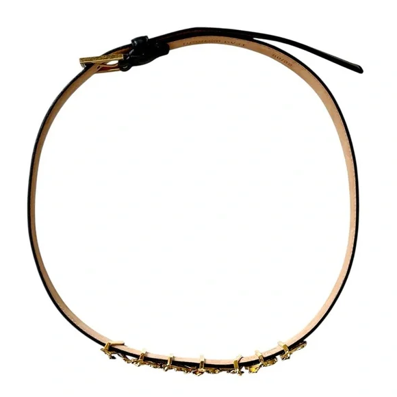 VERSACE Vintage RARE Gold Logo Thin Belt Size 80/32 - Picture 5 of 9